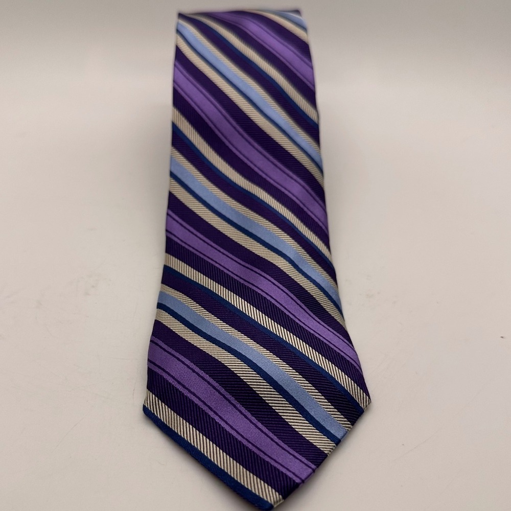 Joseph Abboud Silk Striped‎ Purple Blue Gold Men's Neck Tie Classic Office